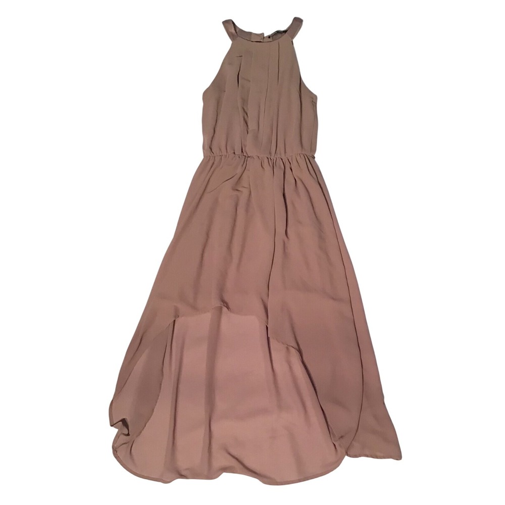 Doe & Rae Classy Halter Pleated Cut Out High Low Sleeveless Dress Size Med